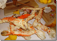 caranguejo Alaskan king crab no The Crab Pont em Seattle 2009 nos EUA