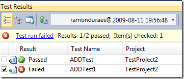 Test Results Visual Studio Team System